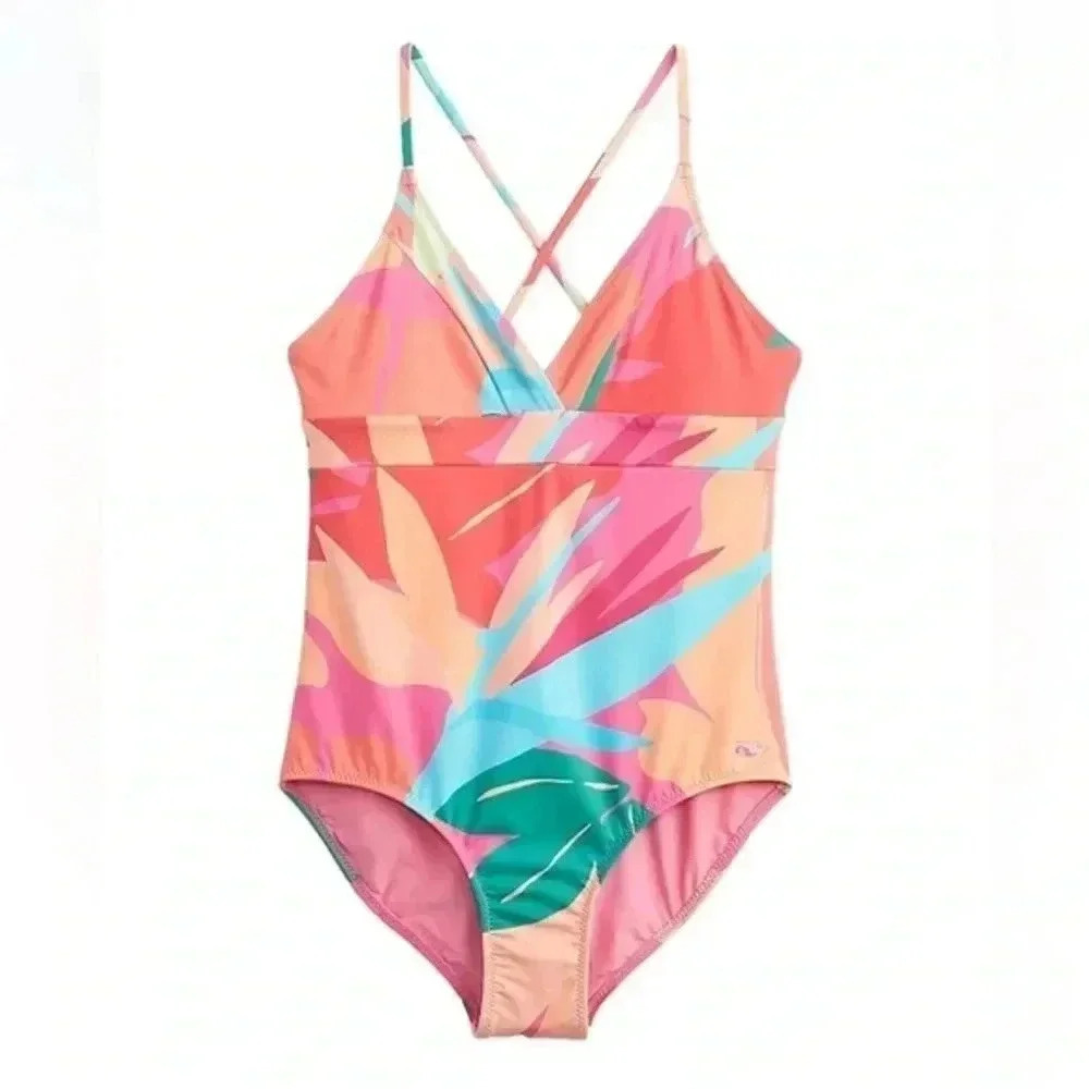 NWT Vineyard Vines Girls Lg Printed Sconset 1 Piece Summer Bathing Suit Swimsuit